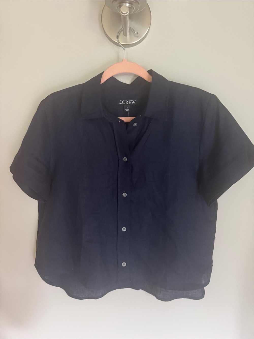 J. Crew Navy Short-Sleeve Button-Down Shirt - Picture 2 of 6